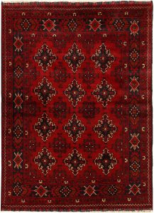 Afghan Khan Mohammadi Geometric Rectangle Wool Red 4′ 8 x 6′ 4 / 142 x 193  – 78669401
