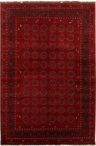 Afghan Khan Mohammadi Geometric Rectangle Wool Red 6′ 5 x 9′ 7 / 196 x 292  – 78669410