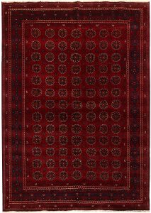 Afghan Khan Mohammadi Geometric Rectangle Wool Maroon 6′ 8 x 9′ 4 / 203 x 285  – 78669417