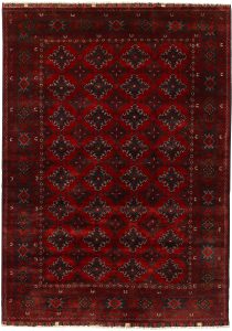 Afghan Khan Mohammadi Geometric Rectangle Wool Dark Red 5′ 5 x 7′ 7 / 165 x 231  – 78669432