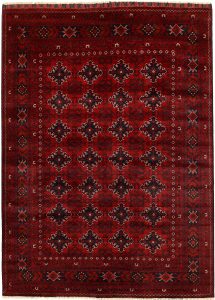 Afghan Khan Mohammadi Geometric Rectangle Wool Dark Red 5′ 5 x 7′ 7 / 165 x 231  – 78669434