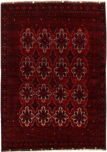 Afghan Khan Mohammadi Geometric Rectangle Wool Dark Red 6′ 8 x 9′ 3 / 203 x 282  – 78669450