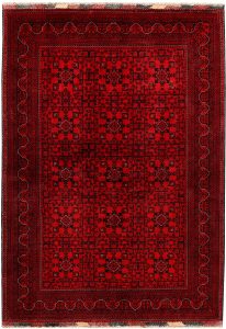 Afghan Khan Mohammadi Geometric Rectangle Wool Red 6′ 5 x 9′ 5 / 196 x 287  – 78669588