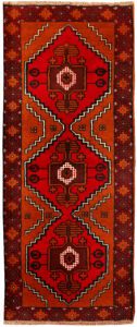 Bokhara Pakistan Ghiordes Rectangle Geometric Medium Wool 4′ 1 x 6′ 1 / 124 x 185  – 78661039