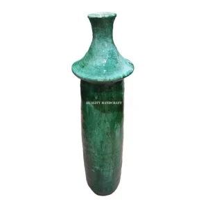 Unique Elegant Handcrafted TRÈS GRAND BOUGEOIR Tamegroute Green Glazed Pottery