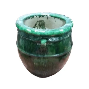 Unique Elegant Handcrafted Grand vase Tamegroute Green Glazed Pottery